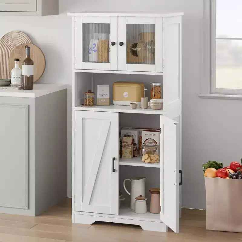 Buffet de rangement de ferme de 54 po avec portes vitrées et étagères réglables