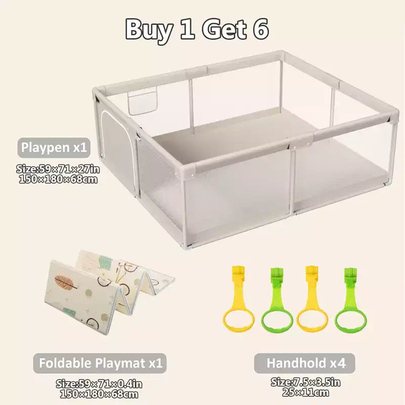 Parc pour bébé avec tapis 150x180 cm, clôture de sécurité pour centre d'activités intérieur et extérieur