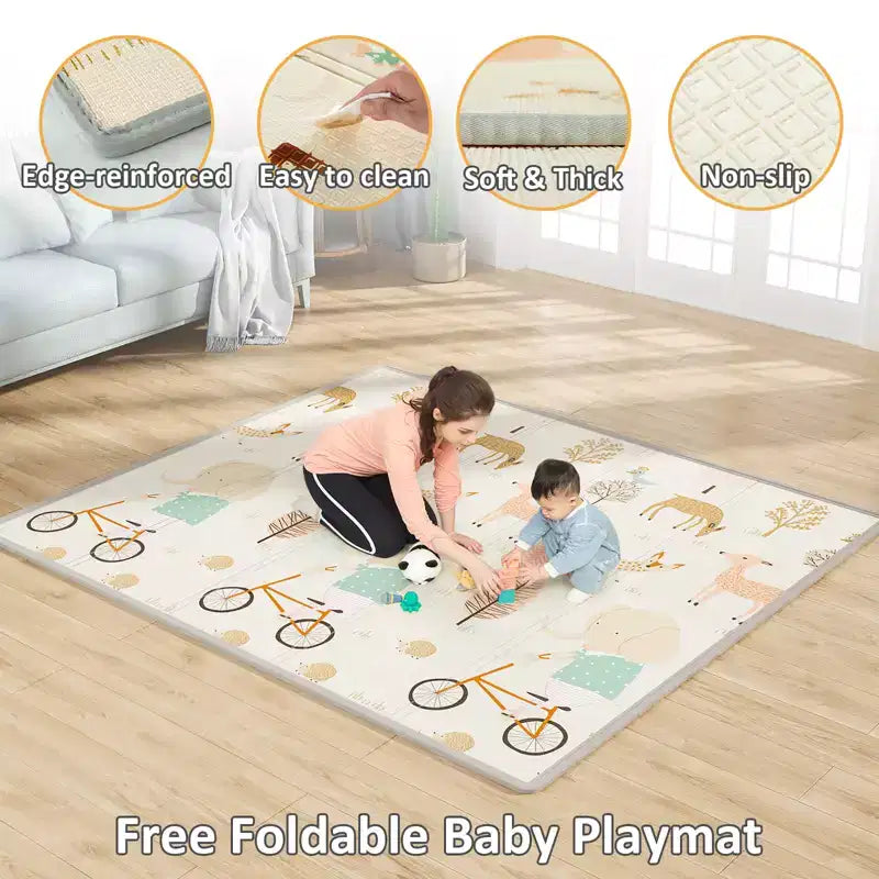 Parc pour bébé avec tapis 150x180 cm, clôture de sécurité pour centre d'activités intérieur et extérieur