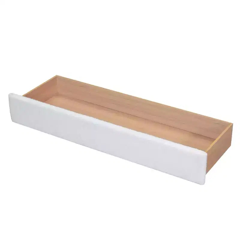 Lit plateforme tapissé, polaire bouclée, avec tiroir de rangement et ports USB - Blanc