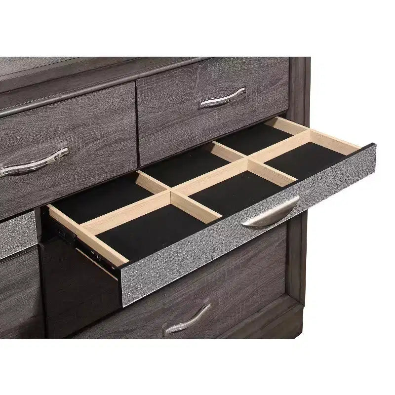 Commode horizontale à 3 tiroirs en mélamine grise – 48 cm de haut