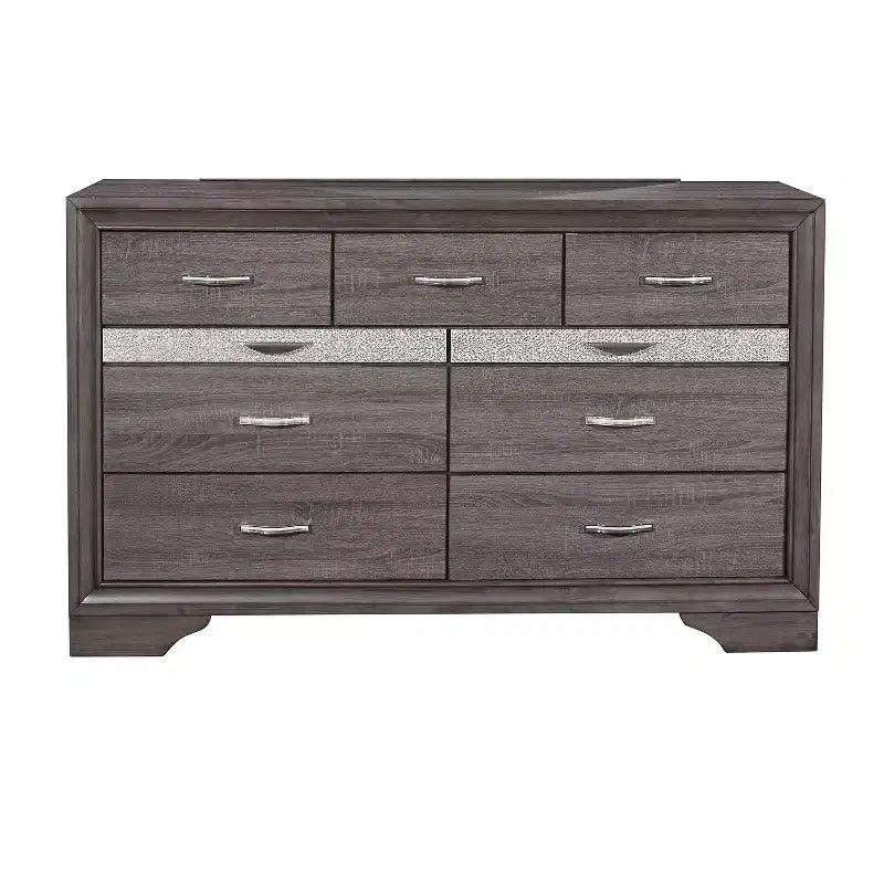 Commode horizontale à 3 tiroirs en mélamine grise – 48 cm de haut
