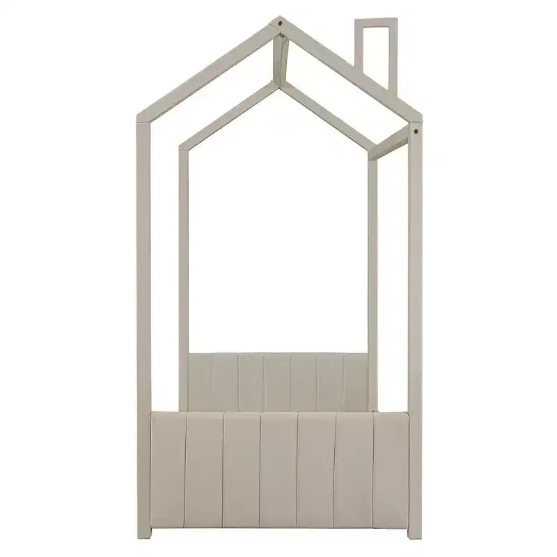 Lit cabane double/grand format pour enfants avec cadre en velours – Beige