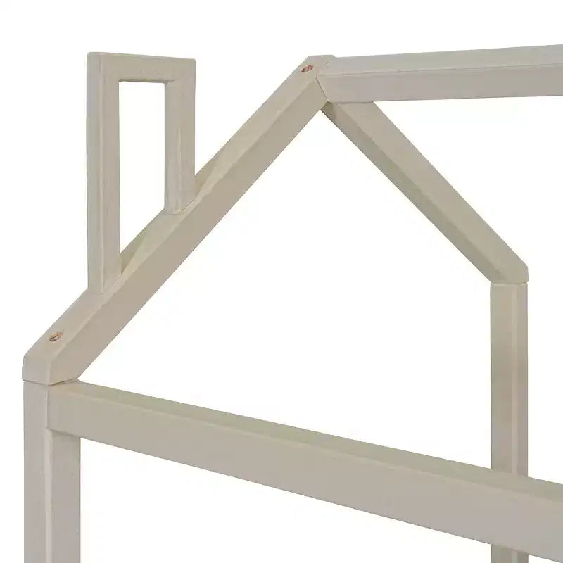 Lit cabane double/grand format pour enfants avec cadre en velours – Beige