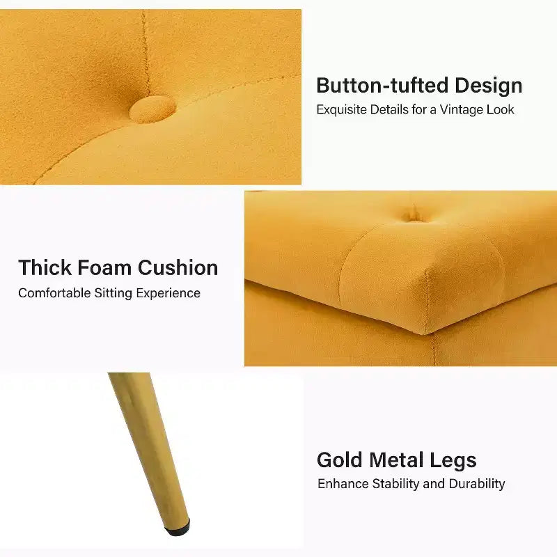 Banc de rangement capitonné avec clous décoratifs pour chambre à coucher - Noir