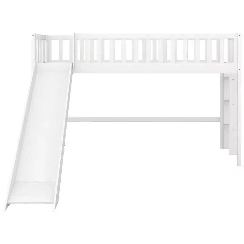 Lit mezzanine pour enfants double/complet avec toboggan, garde-corps de sécurité et échelle
