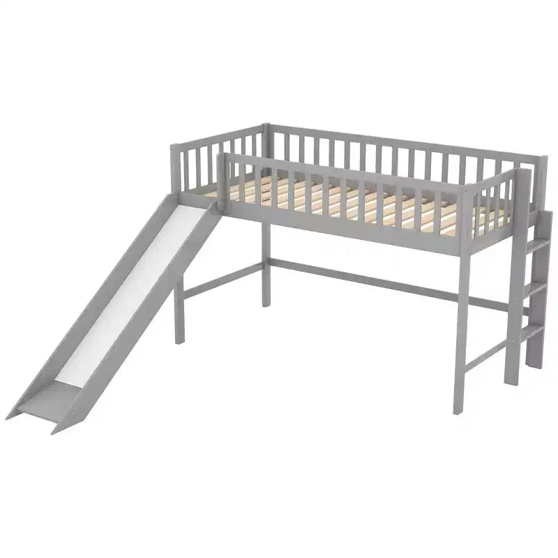 Lit mezzanine pour enfants double/complet avec toboggan, garde-corps de sécurité et échelle