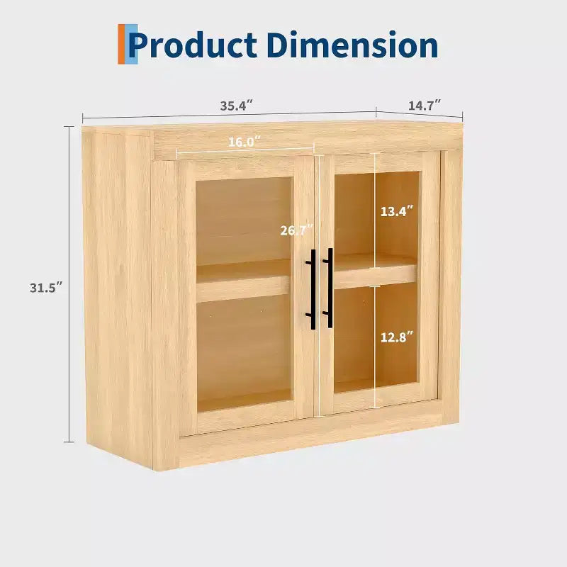 Buffet de 180 cm avec 4 portes, style moderne du milieu du siècle - Naturel