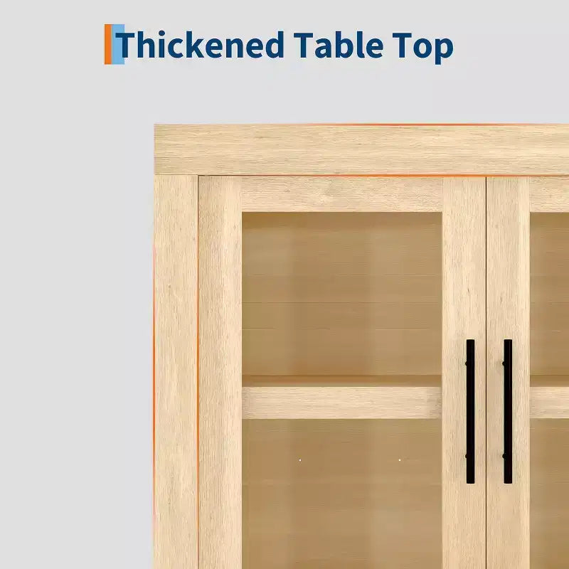 Buffet de 180 cm avec 4 portes, style moderne du milieu du siècle - Naturel