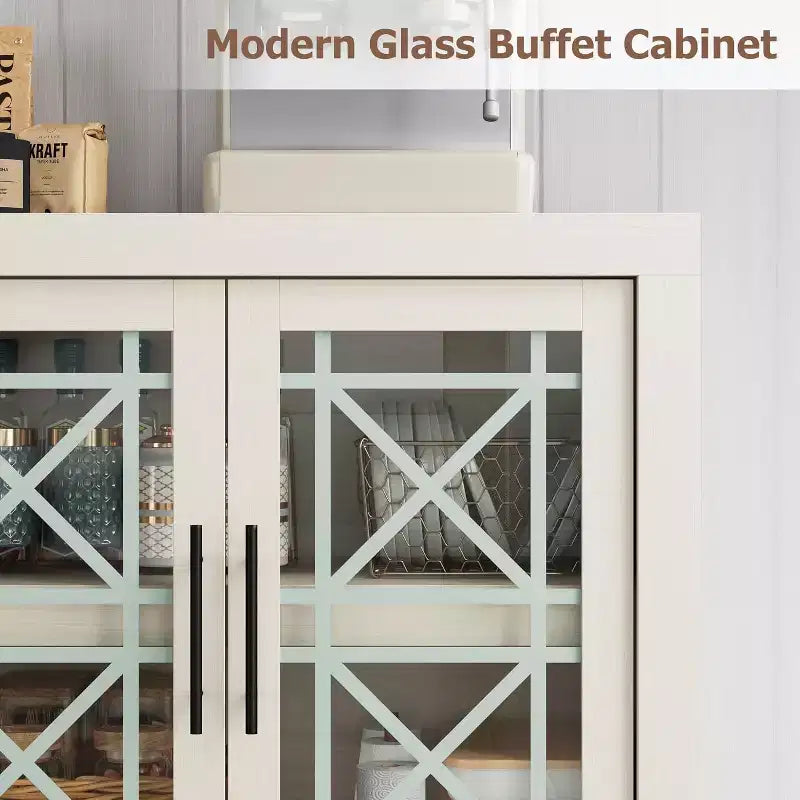 Buffet de 180 cm avec 4 portes, style moderne du milieu du siècle - Naturel