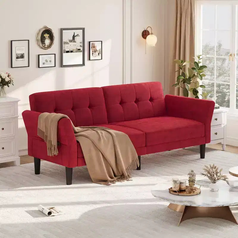 Canapé-lit futon 89, canapé-lit convertible avec dossier et accoudoirs réglables, canapé-lit futon moderne