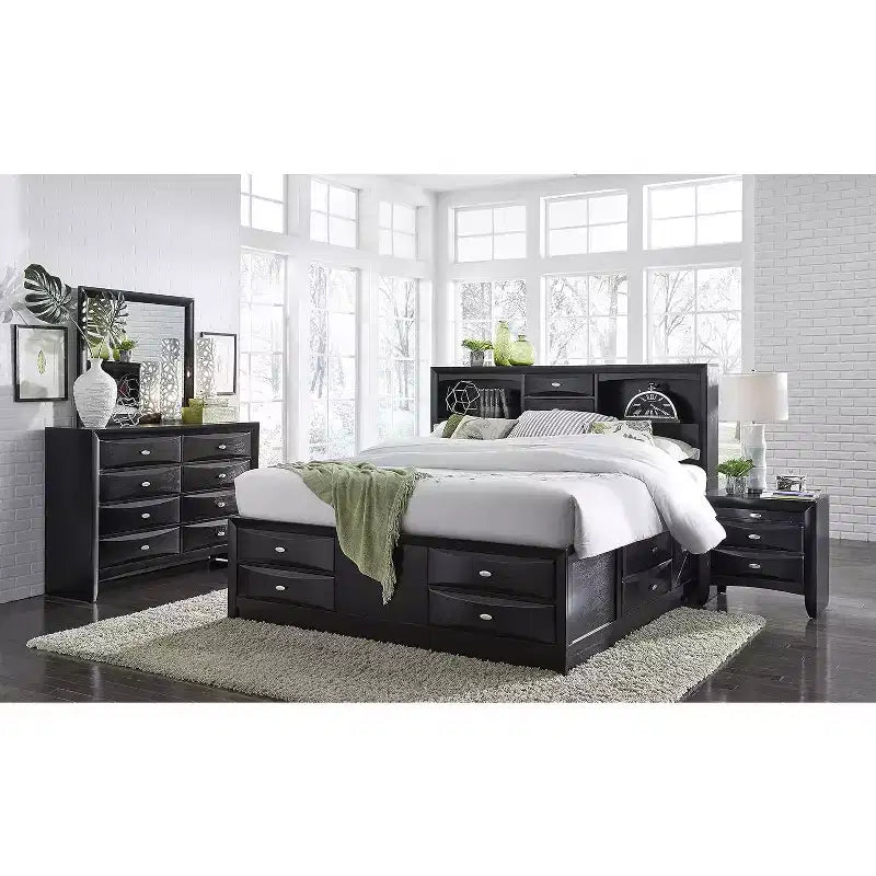 Miroir noir avec cadre en bois élégant, grand miroir moderne pour chambre ou décoration murale