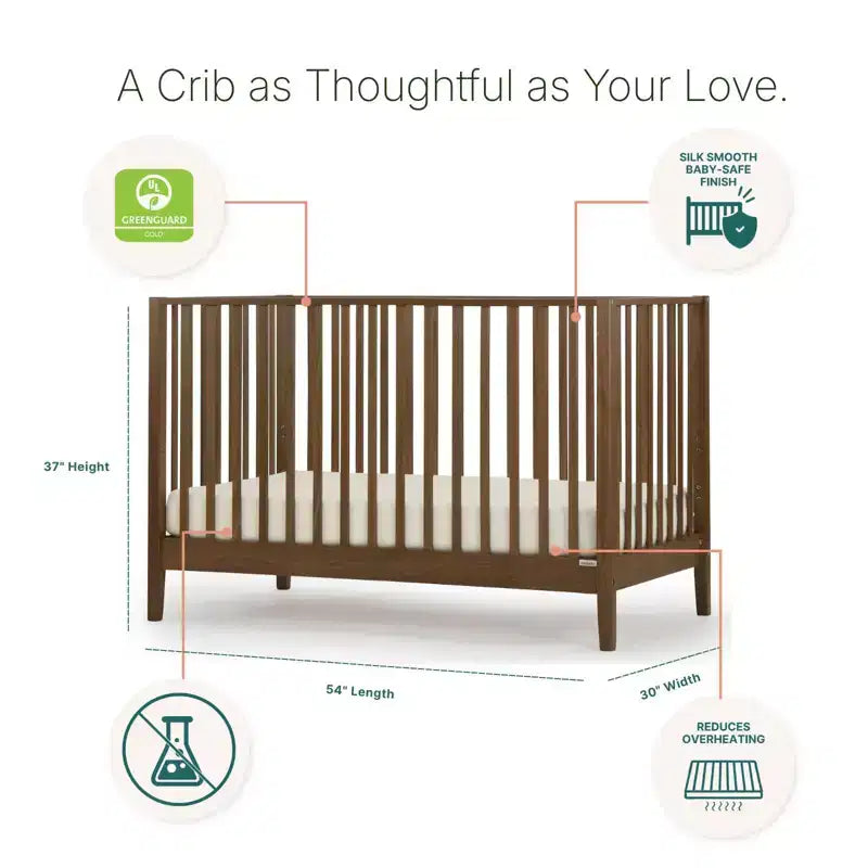 Lit bébé convertible 3-en-1, Fabriqué en Italie, Hêtre massif - Certifié GREENGUARD Gold