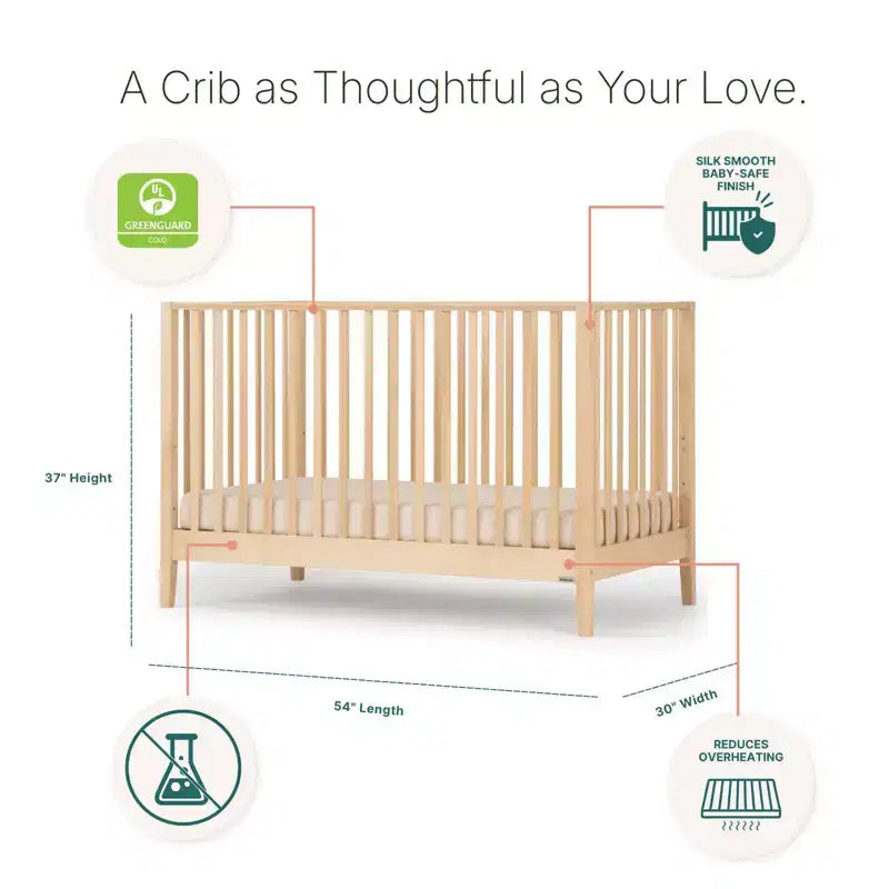 Lit bébé convertible 3-en-1, Fabriqué en Italie, Hêtre massif - Certifié GREENGUARD Gold