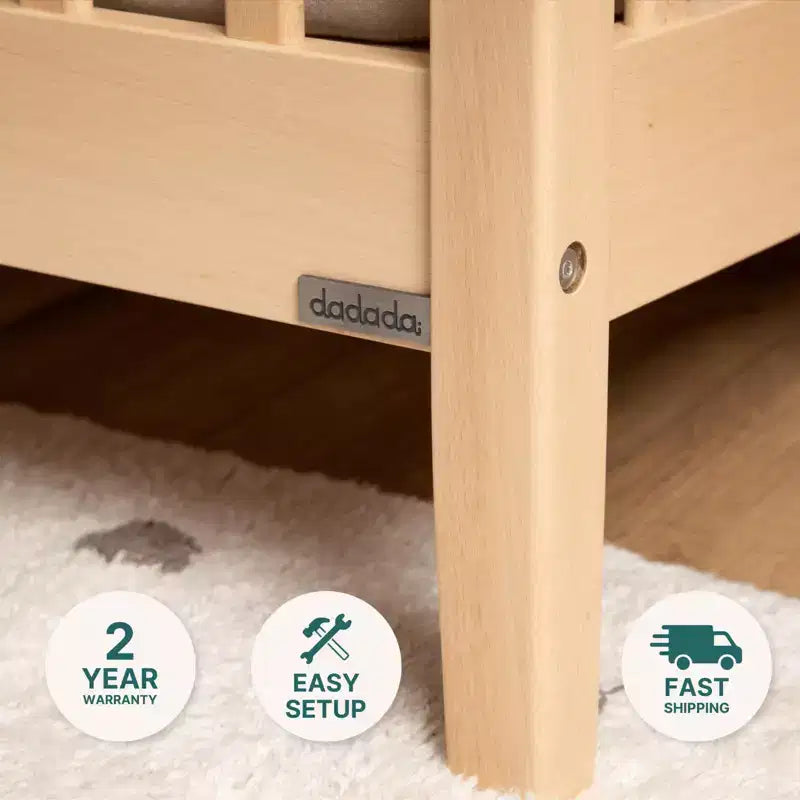 Lit bébé convertible 3-en-1, Fabriqué en Italie, Hêtre massif - Certifié GREENGUARD Gold
