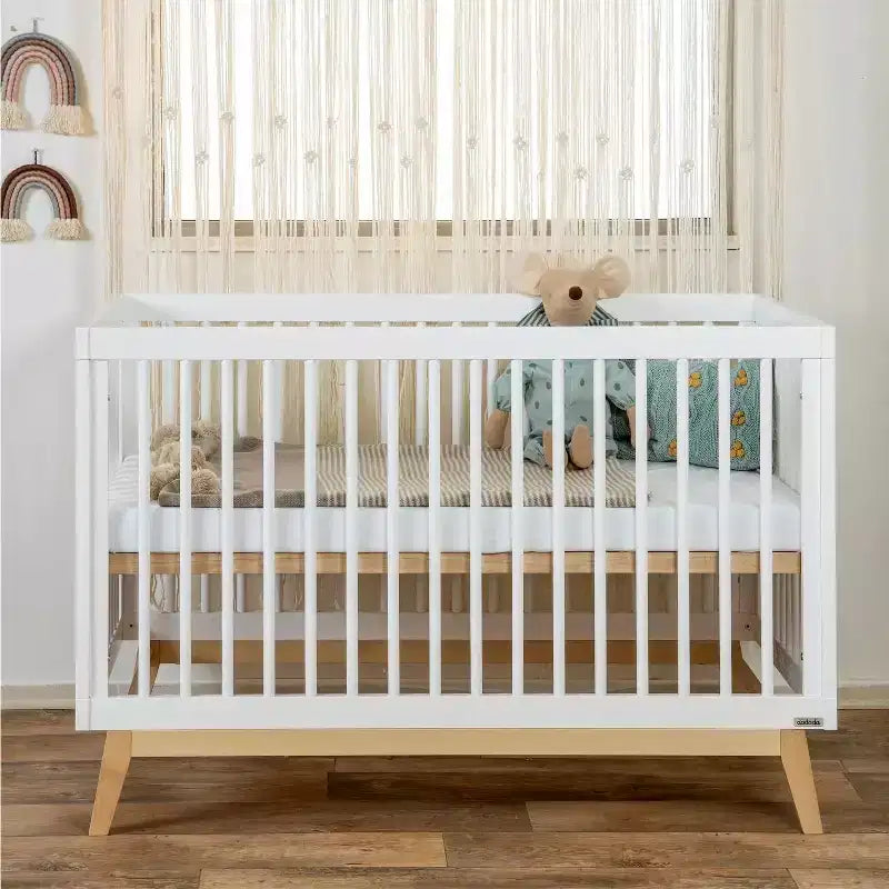Lit de bébé convertible 3-en-1, en hêtre massif européen, fabriqué en Italie - GREENGUARD Gold