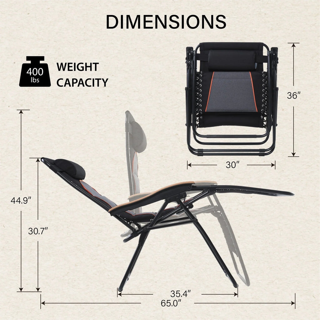 Fauteuil de relaxation zéro gravité XL surdimensionné rembourré avec accoudoirs plus larges et porte-gobelet réglable - N/A