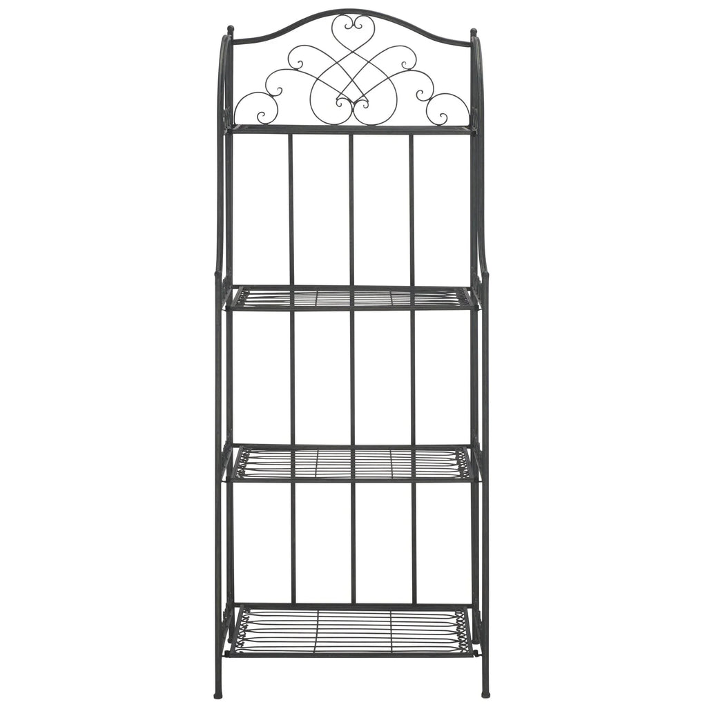SAFAVIEH Bryn Étagère de boulanger d'extérieur victorienne en fer forgé à 4 niveaux - 63,5 cm l x 38,1 cm P x 160 cm H - 25L x 15P x 63H