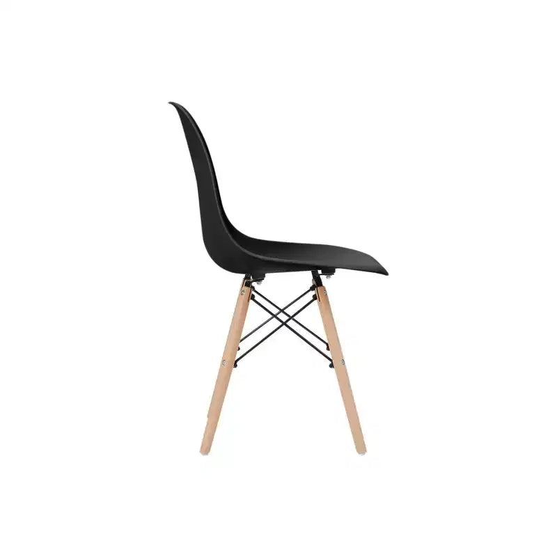 Lot de 2 chaises de salle à manger en plastique avec pieds en bois - Noir, style moderne, capacité de 150 kg