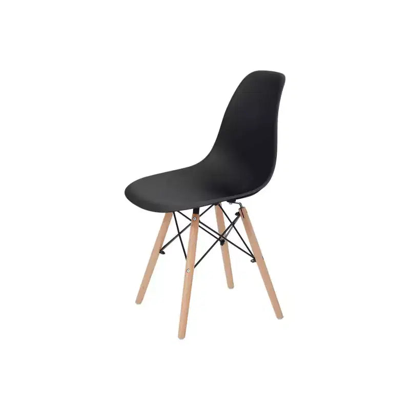 Lot de 2 chaises de salle à manger en plastique avec pieds en bois - Noir, style moderne, capacité de 150 kg