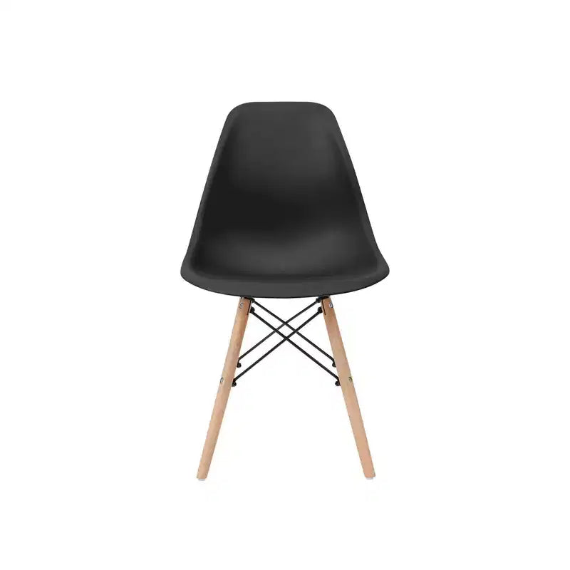 Lot de 2 chaises de salle à manger en plastique avec pieds en bois - Noir, style moderne, capacité de 150 kg