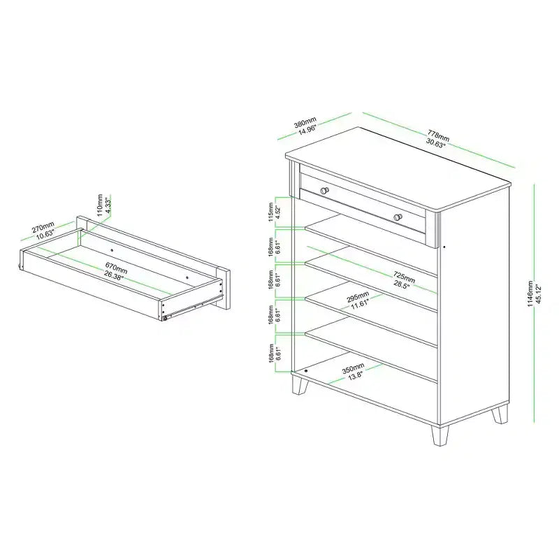 Meuble de rangement pour chaussures en bois avec 1 tiroir et 5 étagères - Chêne brun, Organiseur d'entrée