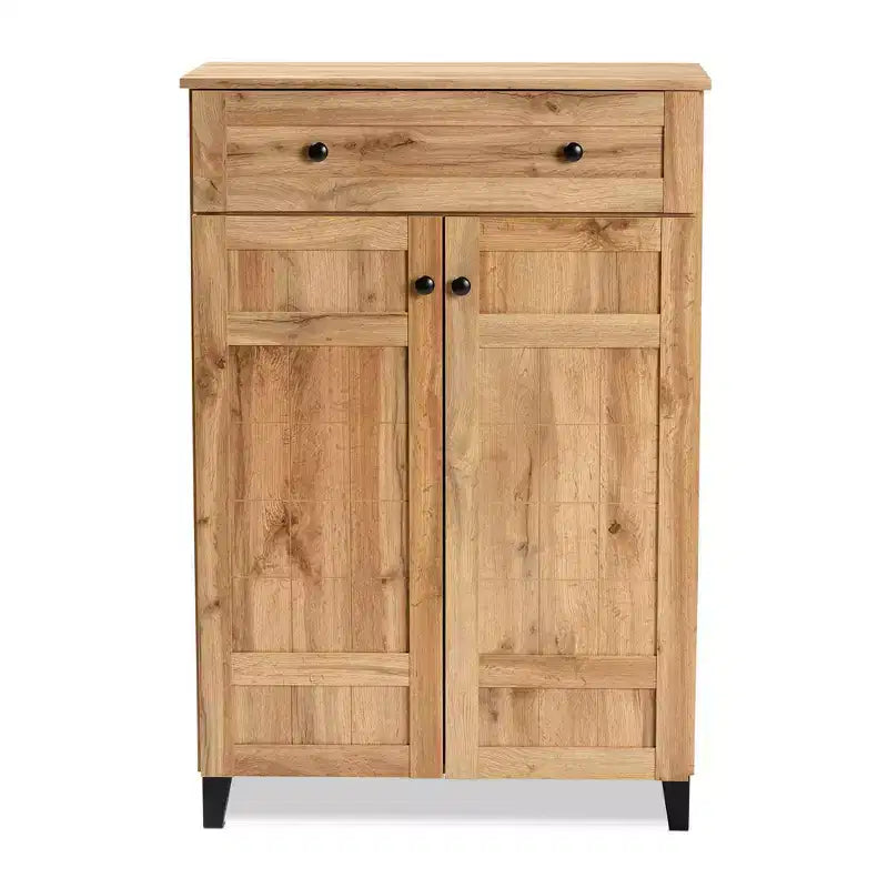 Meuble de rangement pour chaussures en bois avec 1 tiroir et 5 étagères - Chêne brun, Organiseur d'entrée