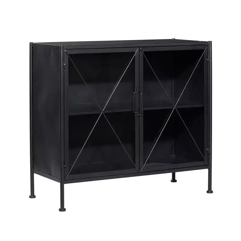 Meuble Industriel Métal Noir – Cadre en Fer, Design Ajoué, Aucun Assemblage Requis