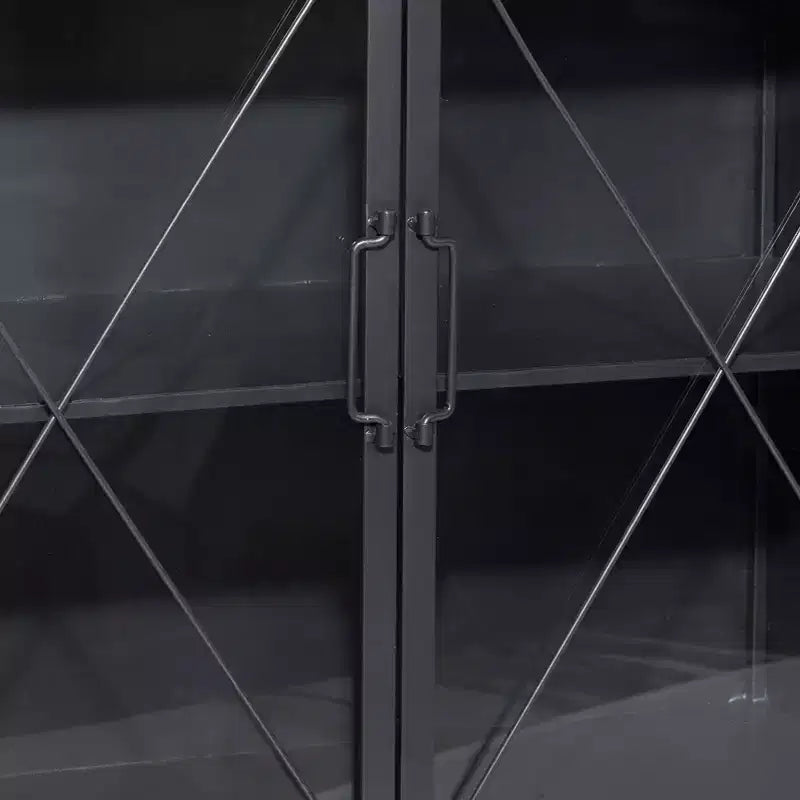 Meuble Industriel Métal Noir – Cadre en Fer, Design Ajoué, Aucun Assemblage Requis