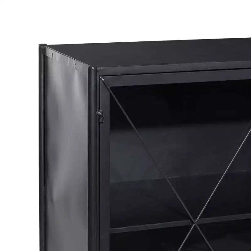 Meuble Industriel Métal Noir – Cadre en Fer, Design Ajoué, Aucun Assemblage Requis