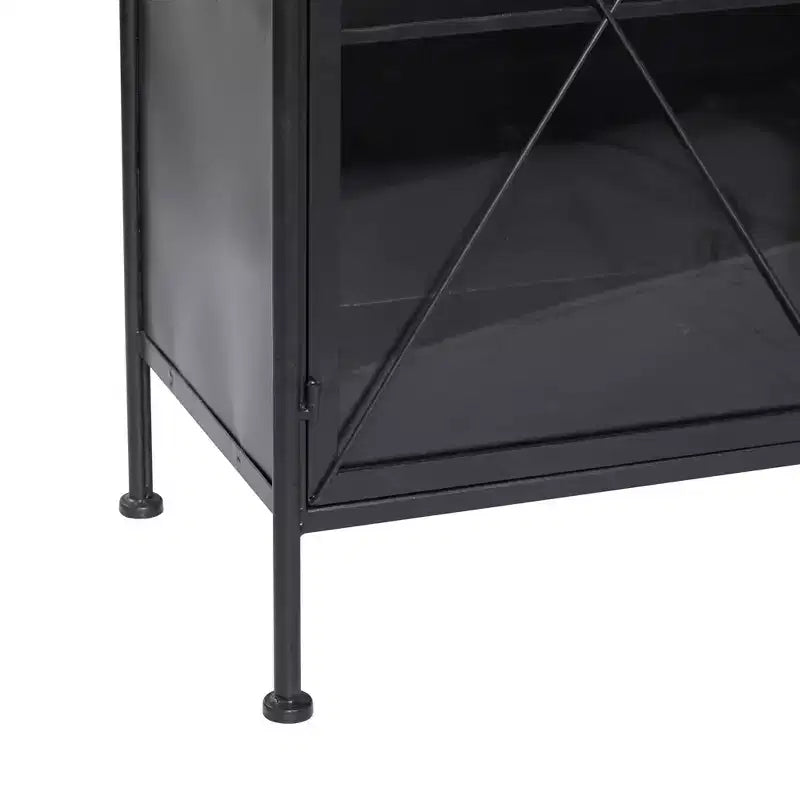 Meuble Industriel Métal Noir – Cadre en Fer, Design Ajoué, Aucun Assemblage Requis