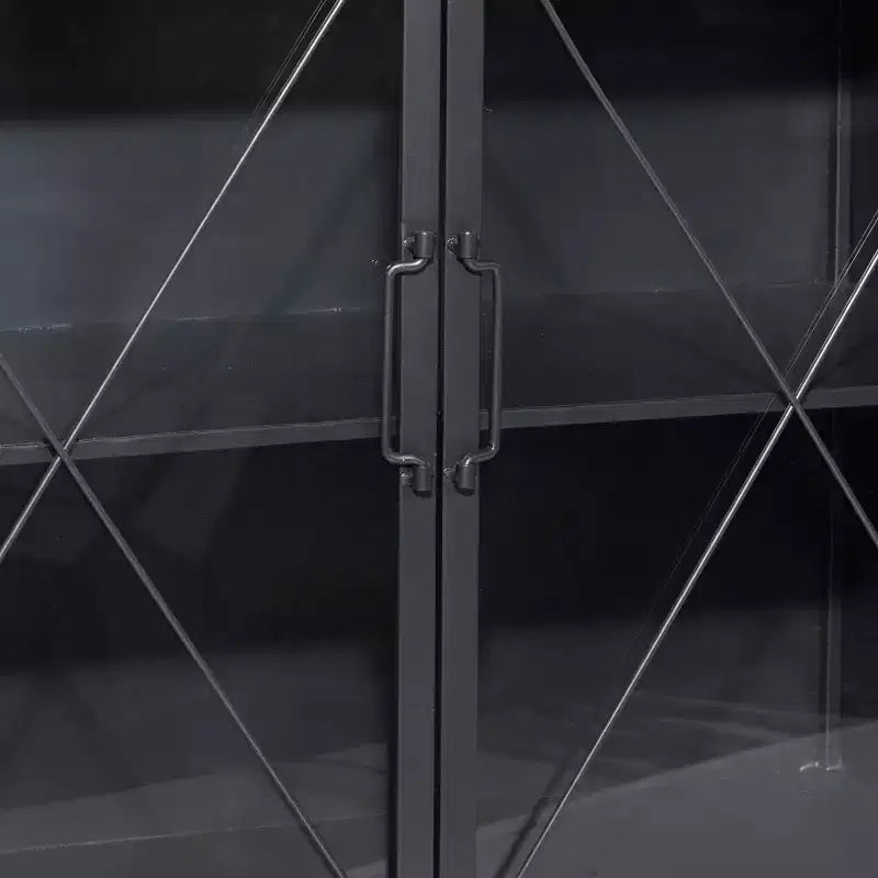 Meuble Industriel Métal Noir – Cadre en Fer, Design Ajoué, Aucun Assemblage Requis