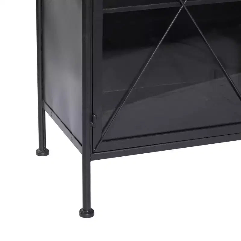 Meuble Industriel Métal Noir – Cadre en Fer, Design Ajoué, Aucun Assemblage Requis