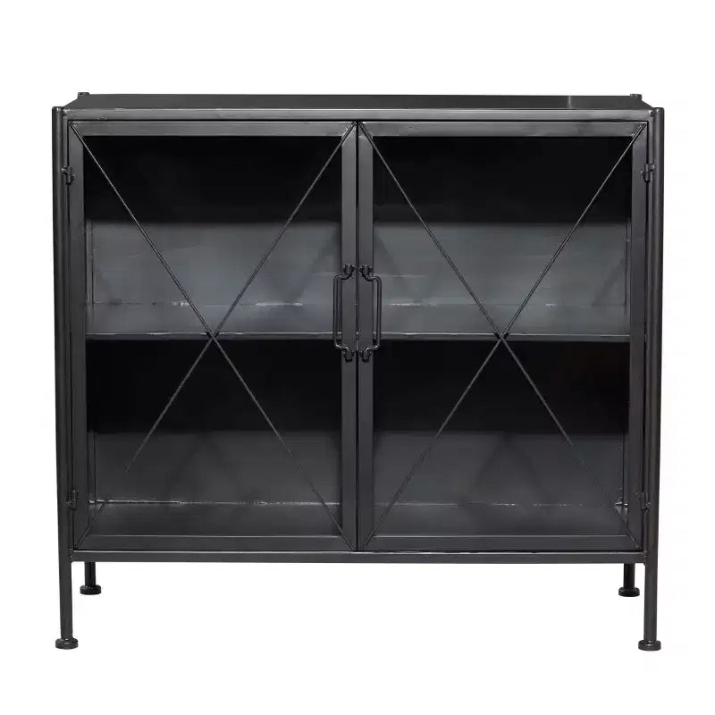 Meuble Industriel Métal Noir – Cadre en Fer, Design Ajoué, Aucun Assemblage Requis