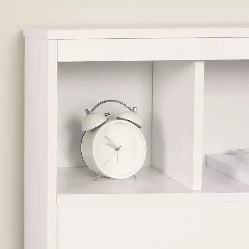 Tête de lit bibliothèque complète - Blanc pur, panneau de particules laminé