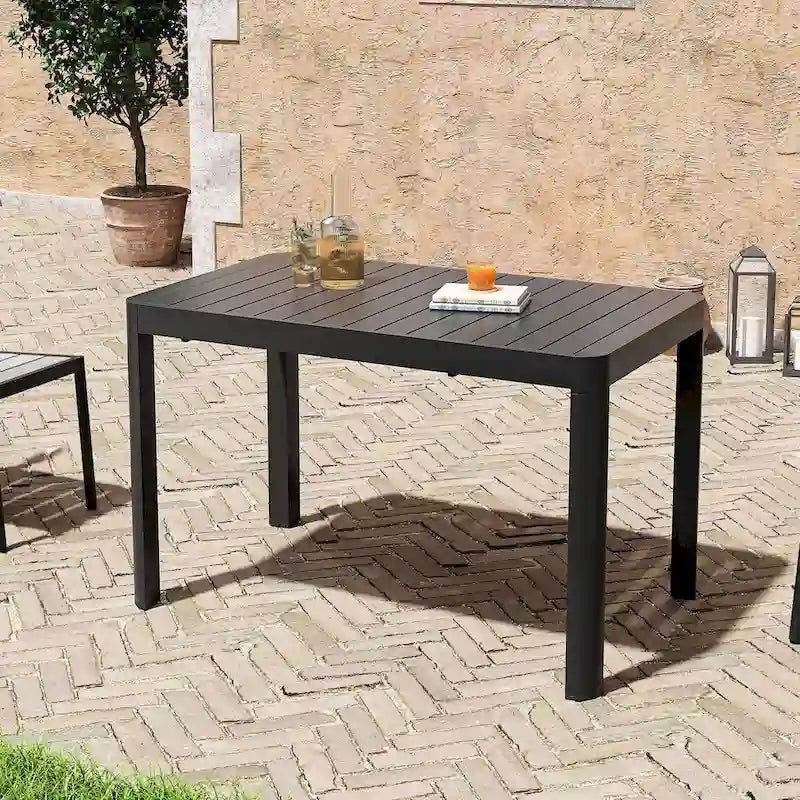 Ensemble de salle à manger extérieur 5/7 pièces en aluminium avec chaises empilables et table extensible
