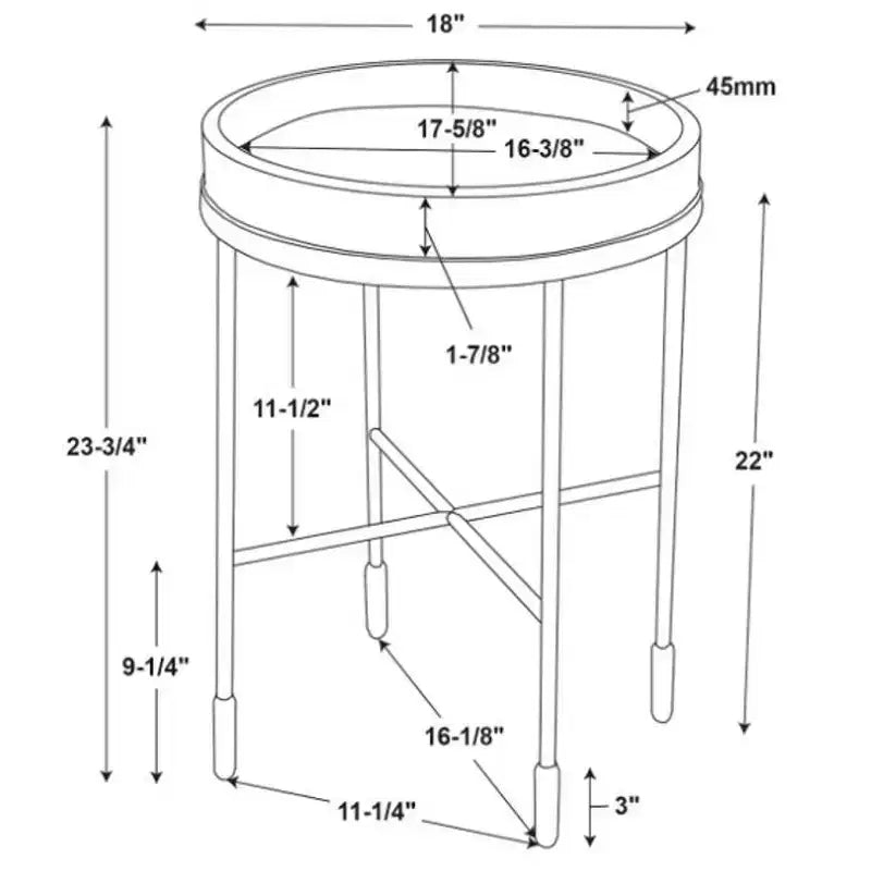 Table d'appoint ronde décorative en bois et métal – Noir