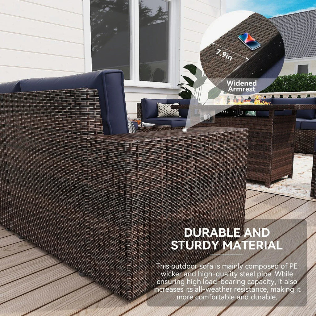 Ensemble de mobilier de jardin 13 pièces avec table brasero de 44 pouces