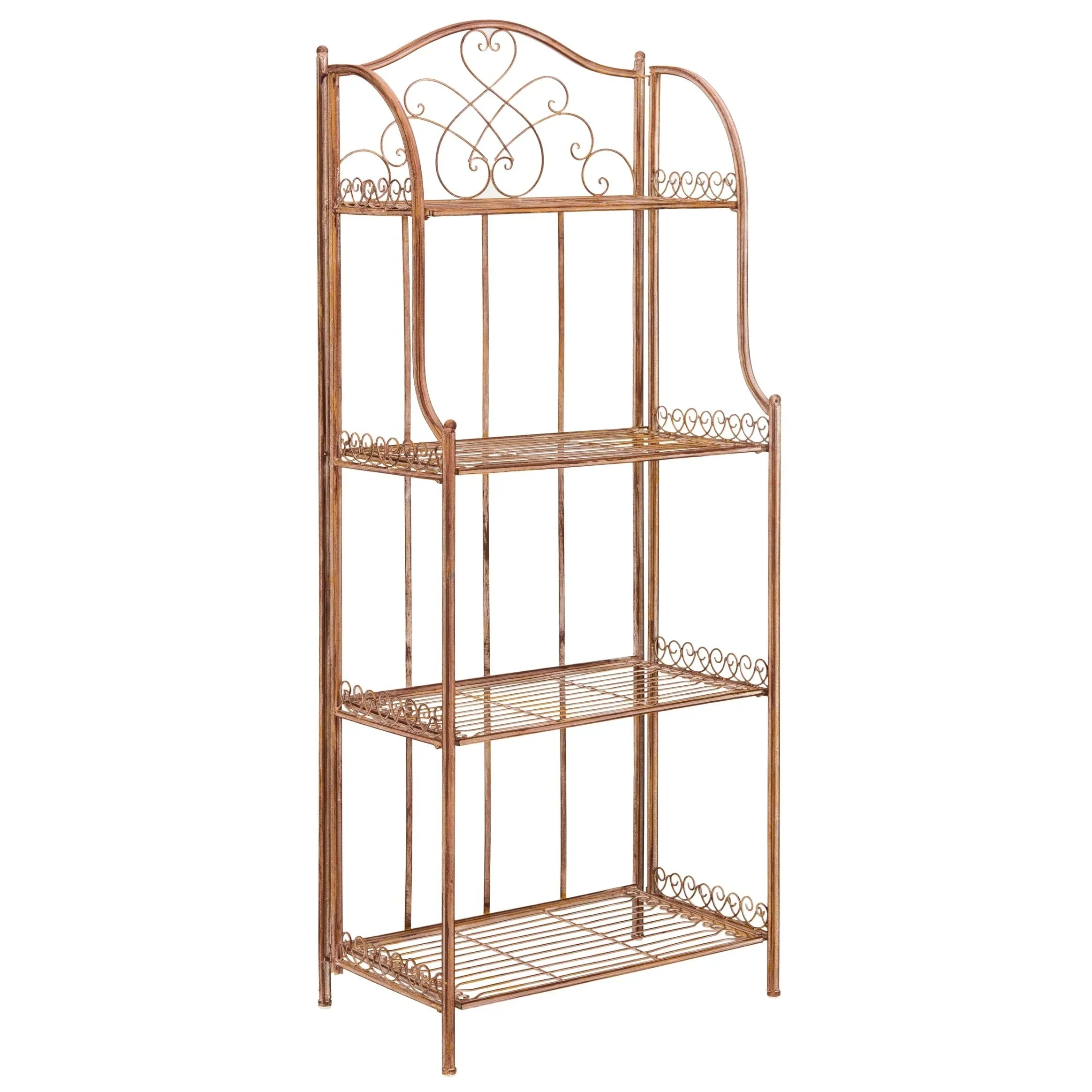 SAFAVIEH Bryn Étagère de boulanger d'extérieur victorienne en fer forgé à 4 niveaux - 63,5 cm l x 38,1 cm P x 160 cm H - 25L x 15P x 63H