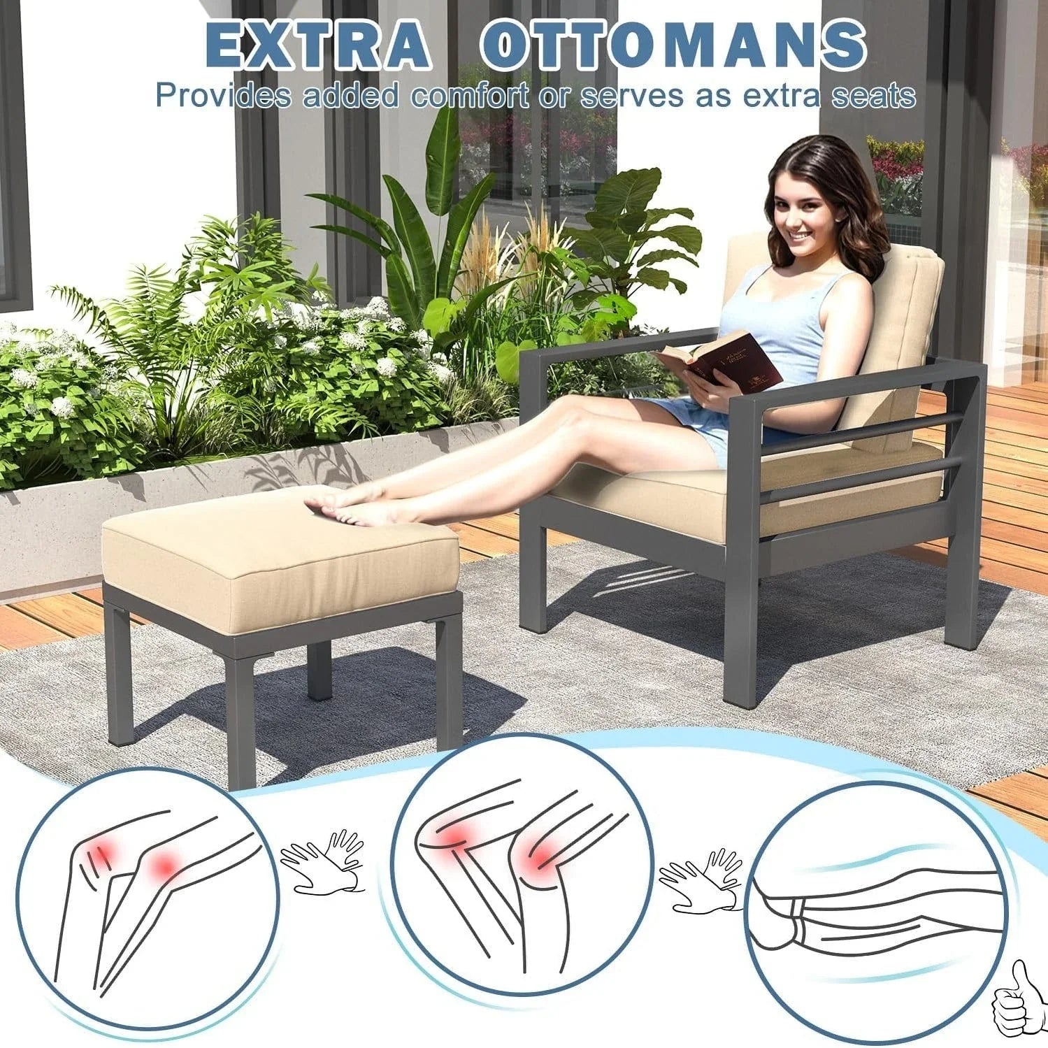 AECOJOY Ensemble de 7 Meubles de Jardin en Aluminium pour Extérieur