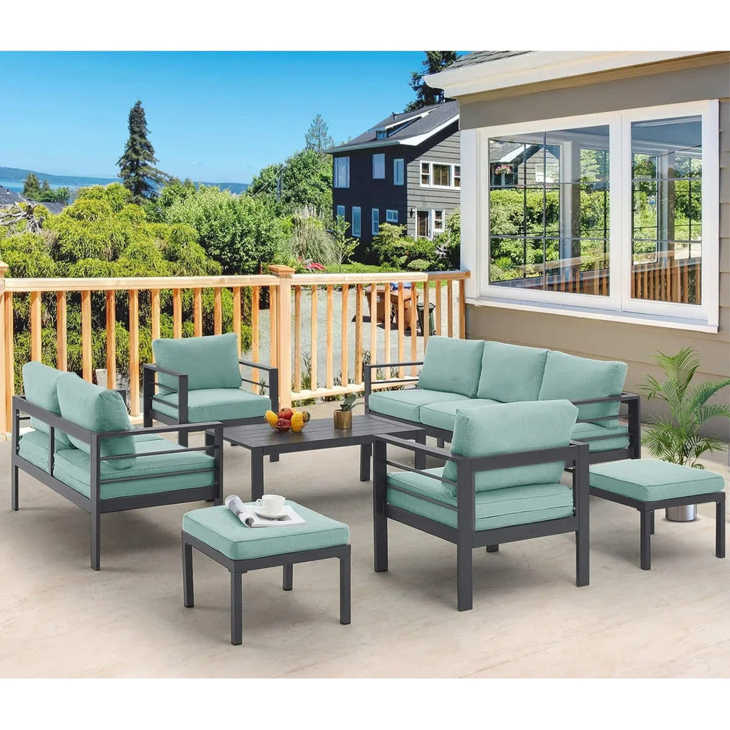 AECOJOY Ensemble de 7 Meubles de Jardin en Aluminium pour Extérieur