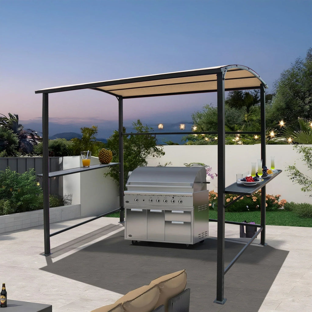 Abri barbecue en acier avec auvent, 1,5 x 2,4 m
