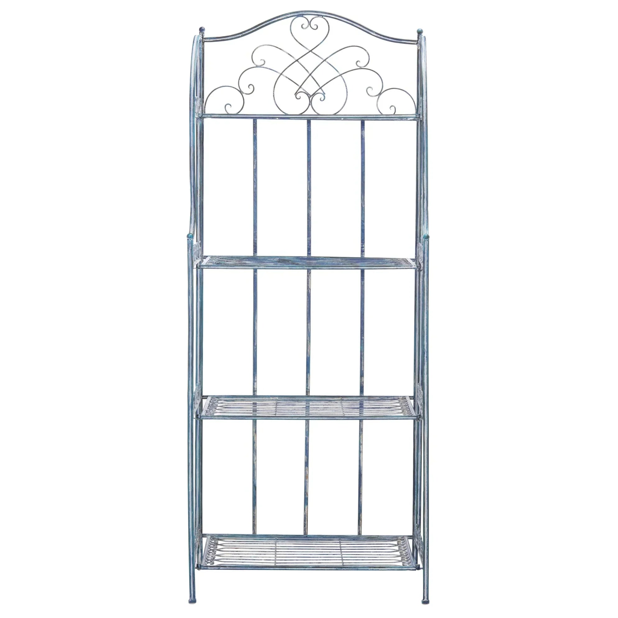 SAFAVIEH Bryn Étagère de boulanger d'extérieur victorienne en fer forgé à 4 niveaux - 63,5 cm l x 38,1 cm P x 160 cm H - 25L x 15P x 63H