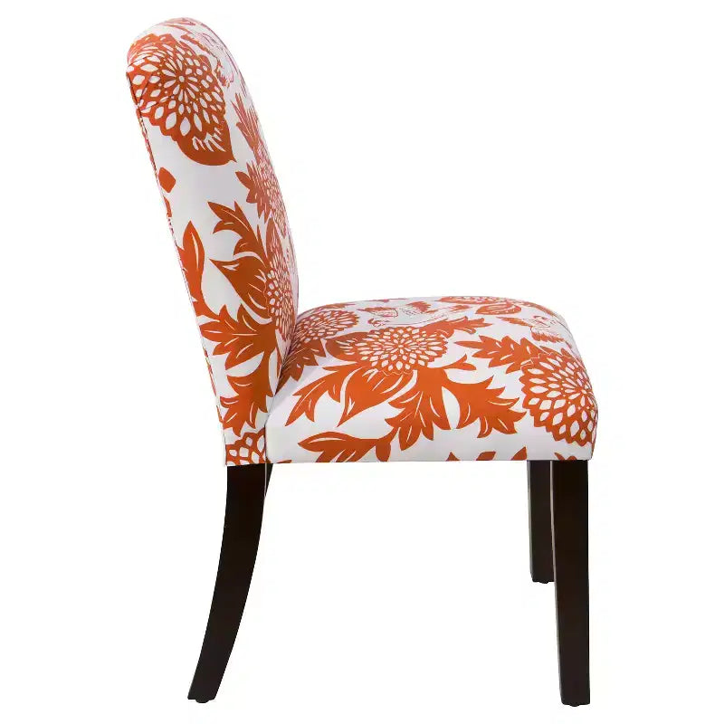 Chaise de salle à manger capitonnée, motif oiseau, dossier rond en lin et coton