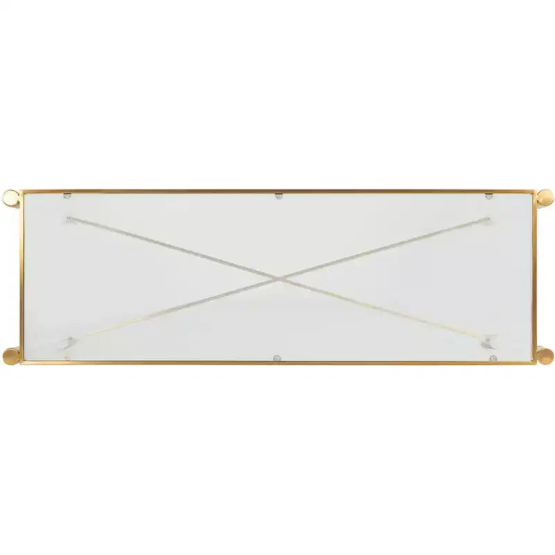 Console en acrylique avec plateau en verre transparent et pieds épingles dorés
