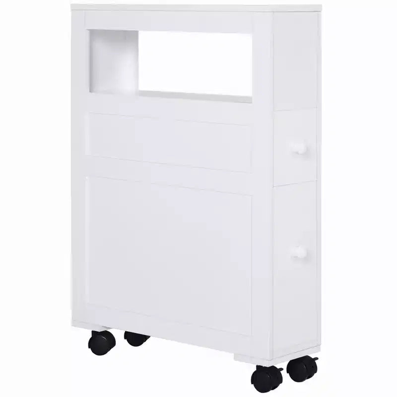 Meuble de rangement latéral de salle de bain mince roulant en bois 6,25 x 20,5 x 28,25
