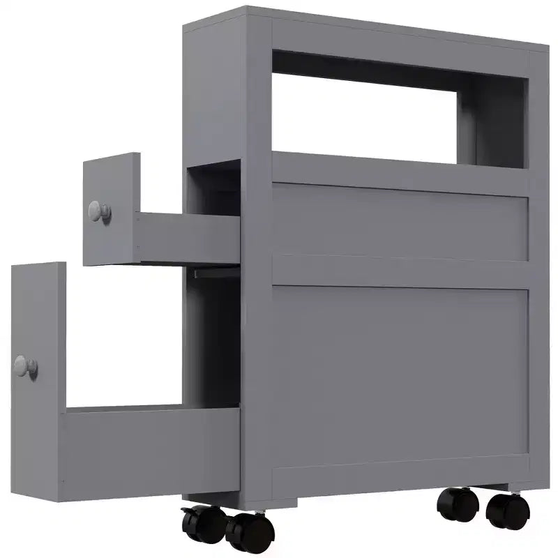 Meuble de rangement latéral de salle de bain mince roulant en bois 6,25 x 20,5 x 28,25