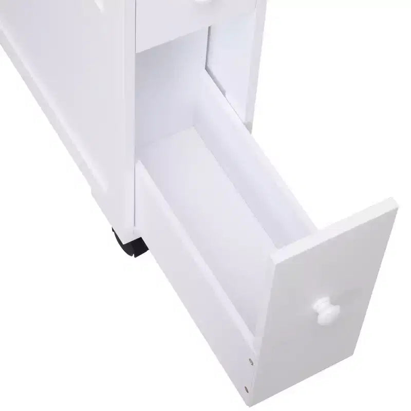 Meuble de rangement latéral de salle de bain mince roulant en bois 6,25 x 20,5 x 28,25