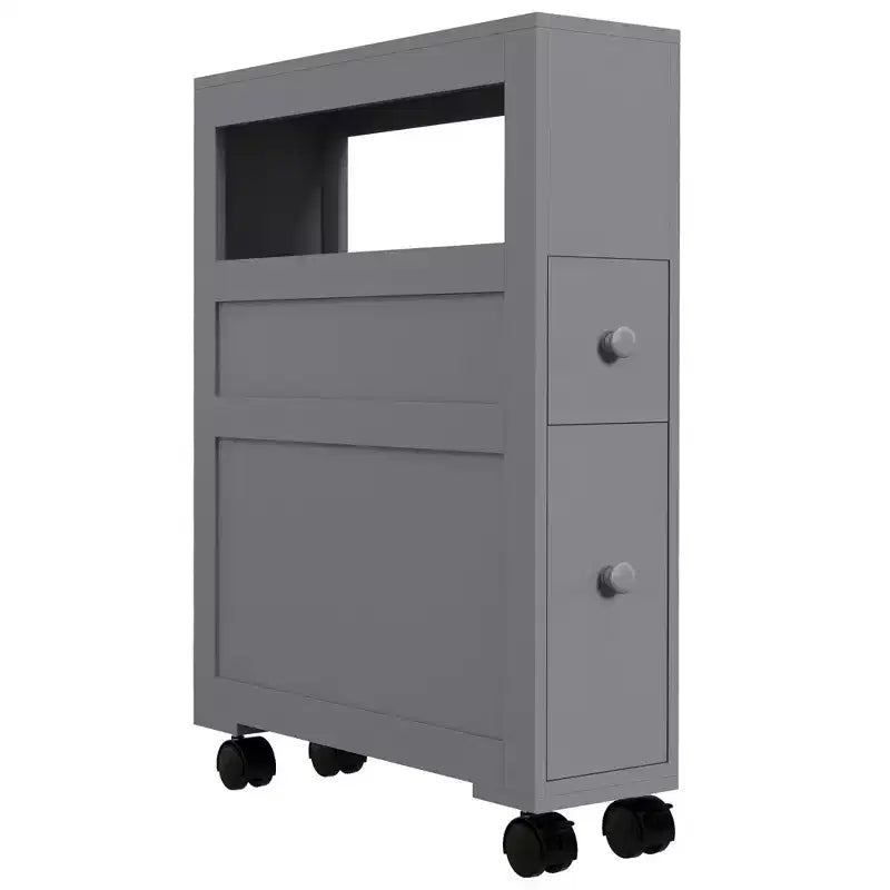 Meuble de rangement latéral de salle de bain mince roulant en bois 6,25 x 20,5 x 28,25