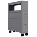 Meuble de rangement latéral de salle de bain mince roulant en bois 6,25 x 20,5 x 28,25